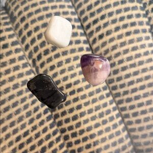 Polished Semi-Precious Stone Pendant Trio - Purple, Black, White